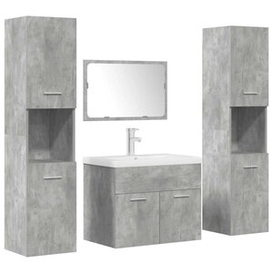 vidaXL Ensemble de meubles de salle de bain 5 Pièces gris béton