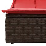 vidaXL Chaise longue double avec auvent et coussins marron poly rotin