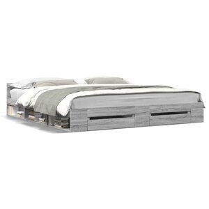 vidaXL Cadre de lit avec tiroirs sans matelas sonoma gris 200x200 cm