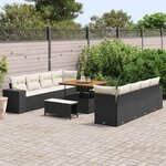 vidaXL Ensemble de canapé de jardin 11 Pièces Noir et Crème polyrotin