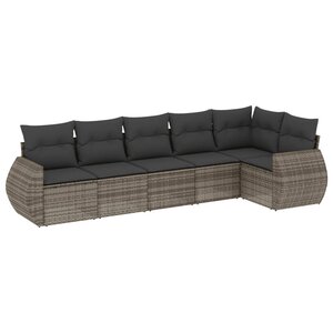 vidaXL Salon de jardin 6 Pièces avec coussins gris résine tressée
