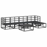 vidaXL Ensemble de canapé de jardin avec coussin 6 Pièces Noir Aluminium