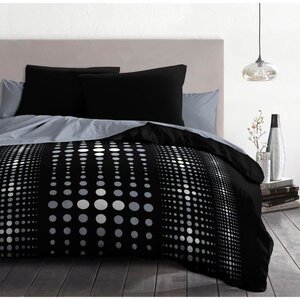 Parure de couette microfibre Steevy - housse de couette 240 x 260 cm + 2 taies 63 x 63 cm - Noir
