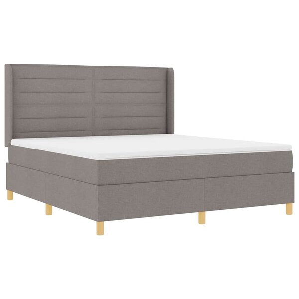 vidaXL Lit à ressorts avec matelas Taupe 140 x 200 cm tissu