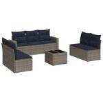 vidaXL Salon de jardin 8 Pièces avec coussins gris résine tressée