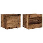 Cabinets de chevet vidaXL avec lumières LED 2 Pièces muraux en vieux bois