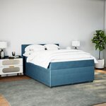 vidaXL Sommier à lattes de lit et matelas bleu 160x200 cm velours