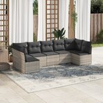 vidaXL Salon de jardin avec coussins 7 Pièces gris clair résine tressée