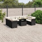 vidaXL Salon de jardin 10 Pièces avec coussins noir résine tressée