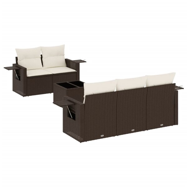 vidaXL Salon de jardin avec coussins 6 Pièces marron résine tressée