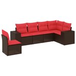 vidaXL Salon de jardin 6 Pièces avec coussins marron résine tressée