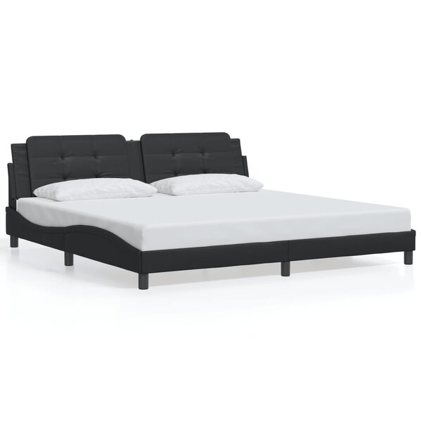vidaXL Cadre de lit sans matelas Zadar noir 200x200 cm similicuir