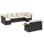 vidaXL Salon de jardin 9 Pièces avec coussins noir résine tressée
