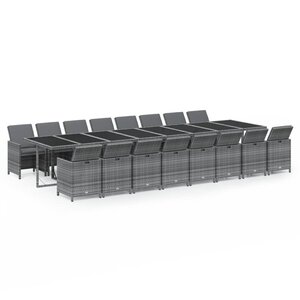 vidaXL Ensemble à manger de jardin 17 Pièces et coussins résine tressée