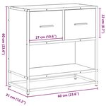 vidaXL Table de chevet chêne marron 60x31x60 cm bois ingénierie métal