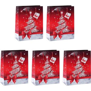 Lot de 5 Sacs cadeau de Noel 'Sparkling Tree' (L)260 x (P)120x (H)230 mm x 5 SIGEL