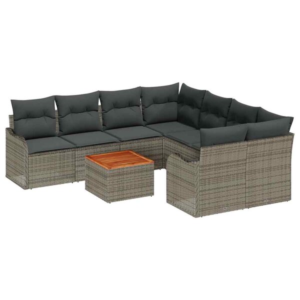 vidaXL Ensemble de canapé de jardin 9 Pièces Gris