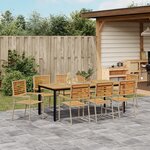 Ensemble de salle à manger de jardin en 9 pièces beige en poly rattan acacia