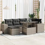 vidaXL Salon de jardin avec coussins 7 Pièces gris résine tressée