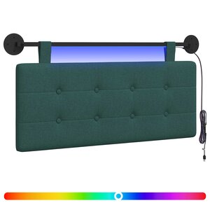 vidaXL Tête de lit suspendue Avec lumière LED Vert foncé Tissu