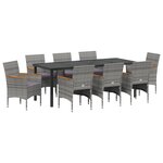 vidaXL Ensemble de salle à manger de jardin 9 pièces Gris Rattan PE