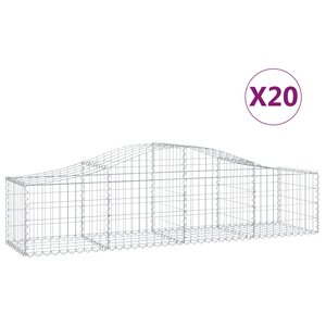 vidaXL Paniers à gabions arqués 20 Pièces 200x50x40/60 cm fer galvanisé
