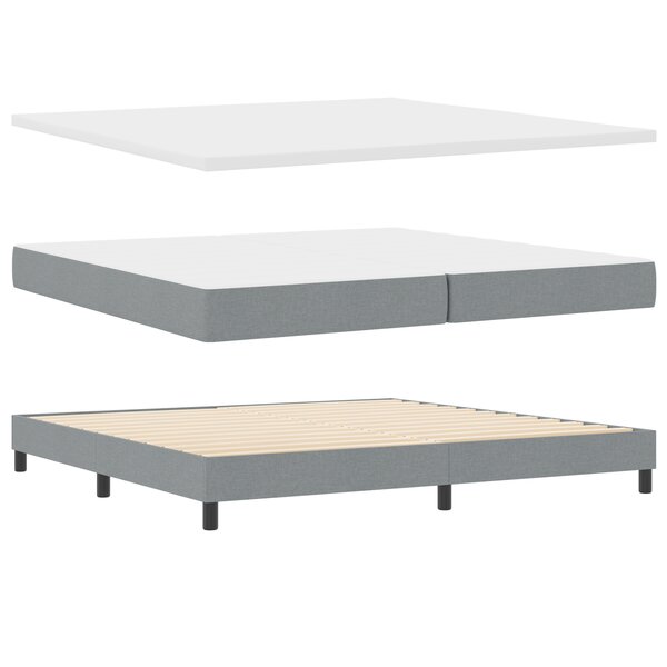 vidaXL Lit Box Spring avec matelas - Gris clair - 200 x 200 cm - Tissu