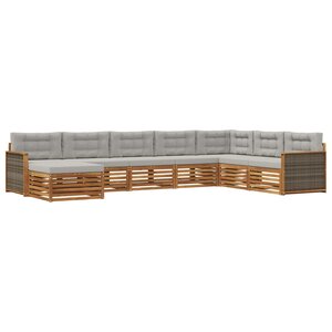 vidaXL Ensemble de canapés d'extérieur 8 pc Naturel et gris clair