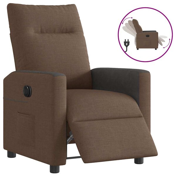 vidaXL Fauteuil inclinable électrique Marron Tissu