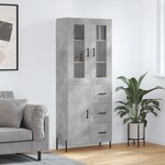 vidaXL Buffet haut Gris béton 69 5x34x180 cm Bois d'ingénierie