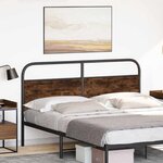 vidaXL Tête de lit chêne fumé 160 cm acier et bois d'ingénierie