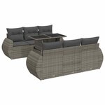 vidaXL Salon de jardin avec coussins 7 Pièces gris résine tressée