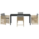 vidaXL Ensemble de salle à manger de jardin de 5 pièces avec coussins beige poly rotin