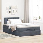 vidaXL Lit ottoman avec matelas et LED gris foncé 90x200cm
