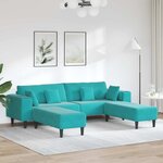 vidaXL Canapé en velours avec coussin 3 Pièces Turquoise 208 cm Velours