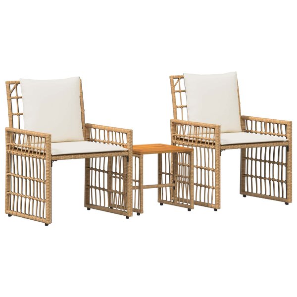vidaXL Ensemble de meubles d'extérieur 3 pc Blanc Naturel et Crème