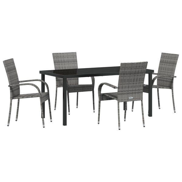 vidaXL Ensemble de salle à manger de jardin de 5 pièces en rotin poly gris