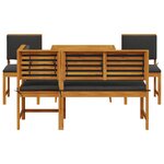 Set de salle à manger de jardin 5 pièces avec coussins en bois d'acacia