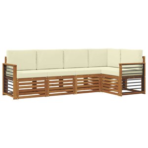 vidaXL Ensemble de canapés d'extérieur 5 pc Naturel et Crème Polyester