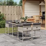 vidaXL Ensemble à manger de jardin et coussins 5 Pièces gris clair rotin