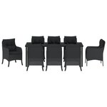 vidaXL Set de repas de jardin 9 pièces avec coussins Noir Poly Rattan
