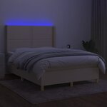 vidaXL Sommier à lattes de lit matelas et LED Crème 140x200 cm Tissu