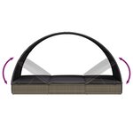 vidaXL Chaise longue avec toit rond gris 211x57x140 cm résine tressée