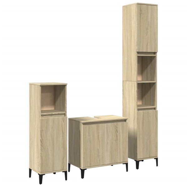 vidaXL Ensemble de meubles de salle de bain 3 Pièces chêne sonoma