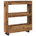 vidaXL Chariot de rangement étroit 3 niveaux vieux bois