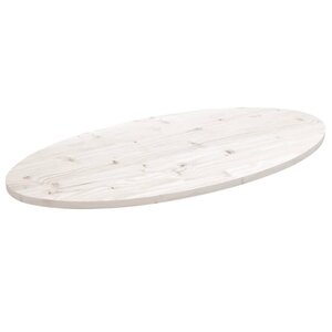 vidaXL Dessus de table blanc 90x45x2 5 cm bois de pin massif ovale