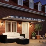 vidaXL Auvent rétractable électrique Bleu et Blanc 5 x 3 m