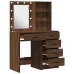 Ensemble de coiffeuse 2 pièces avec éclairage LED en bois d'ingénierie chêne noir