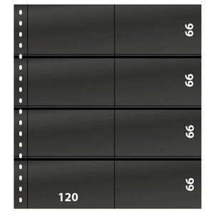 Feuilles de classement Omnia Lindner pour 16 cartes de rangement. Fond - Noir