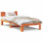 vidaXL Cadre de lit avec tête de lit marron ciré 80x200 cm en bois de pin massif